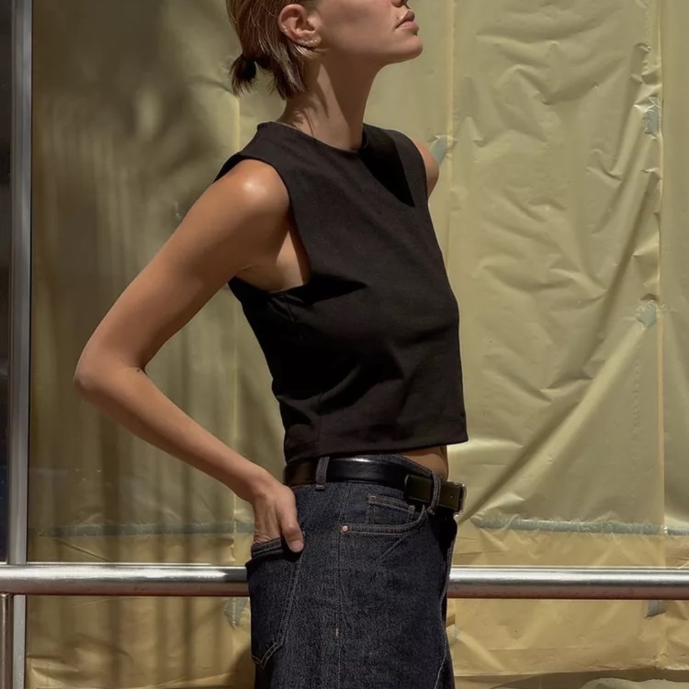 Zara Sleeveless Cotton Cropped Top